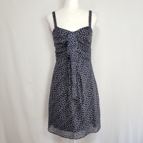 NWT- J Crew Swirling dot Navy Ruffle Dress - Picture 4 of 8